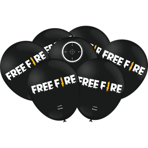 Balão de Latex n°9 Free Fire Preto 25 unidades