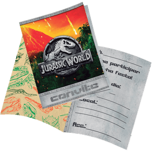 Convite decorativo Jurassic World 8 unidades