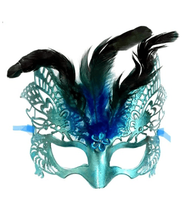 Máscara de Carnaval Vazada Grande com Plumas Sortidas