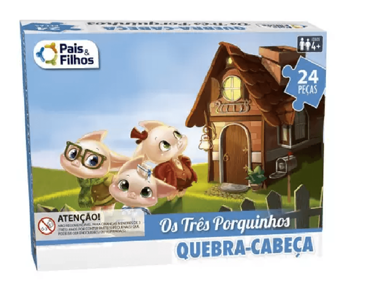 Quebra Cabeça Os Três Porquinhos com 24 Peças