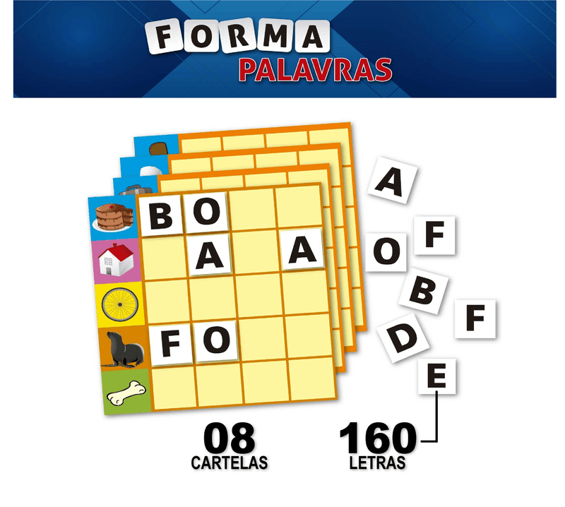 Jogo Forma Palavras Pato Mala com 8 Cartelas e 160 Letras