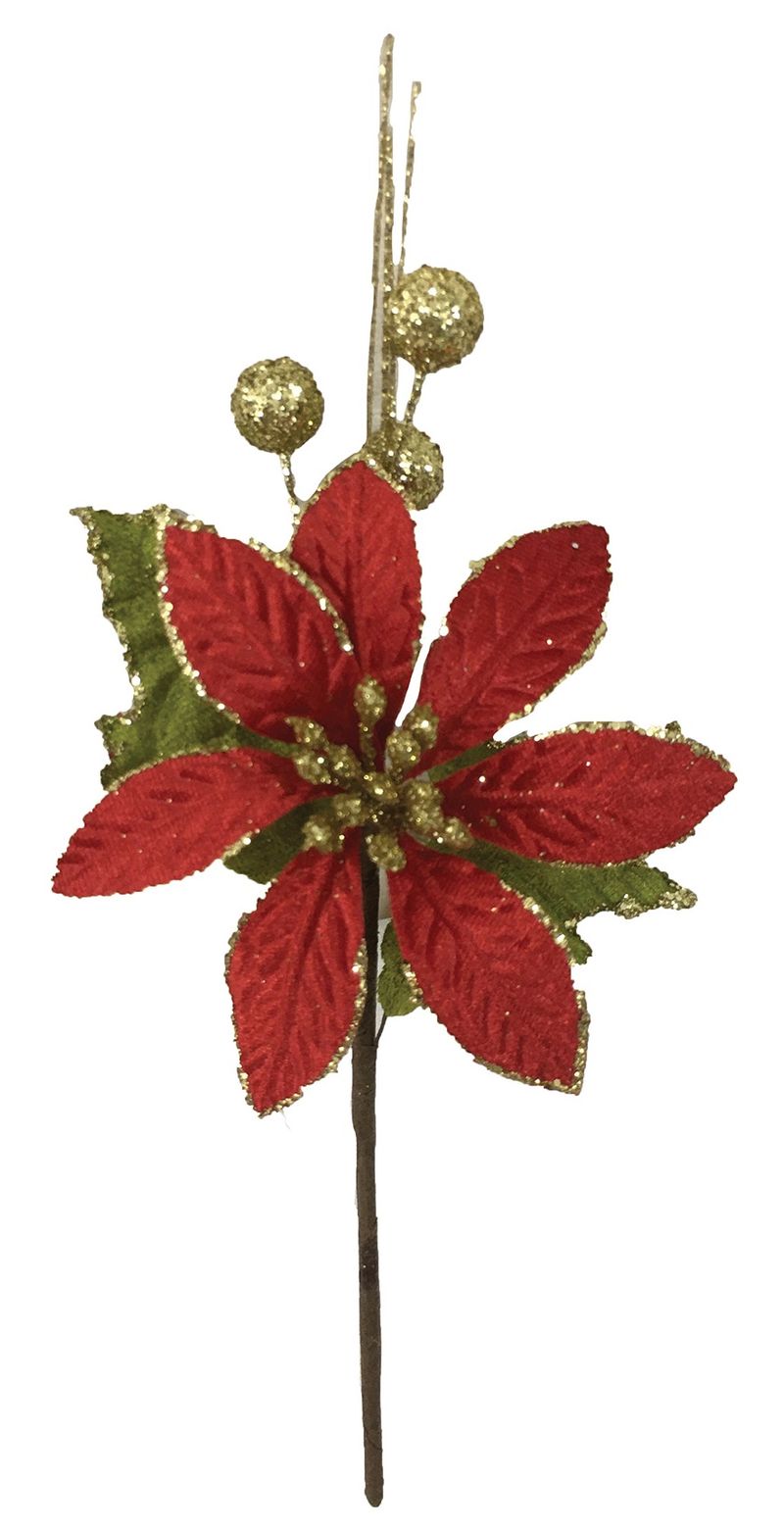 Pick Poinsétia Vermelha com Borda Ouro 11x15cm