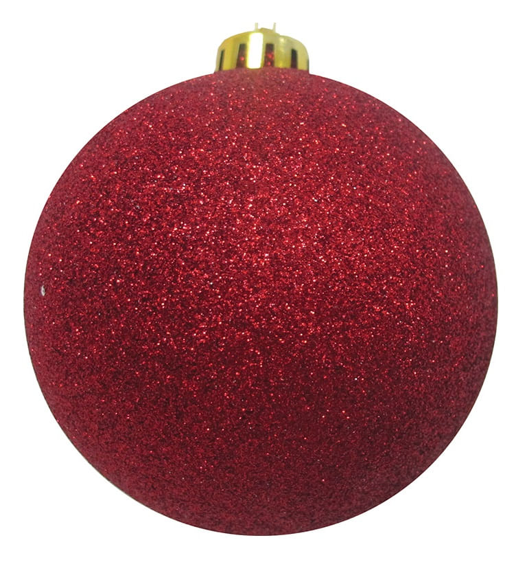 Bola Tubo Brilho/Fosco/Glitter Vermelho 7cm - Jogo com 6 Peças - Natal da 25