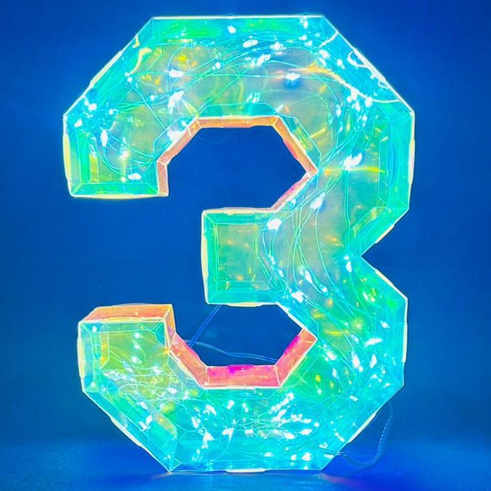 Numero 3 de Led Iluminado Nacarado 20cm nas Lojas Matsumoto