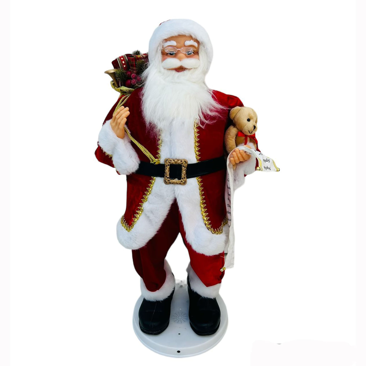 Papai Noel em Pe com Roupa Vermelha Musical e Dança - Bivolt nas