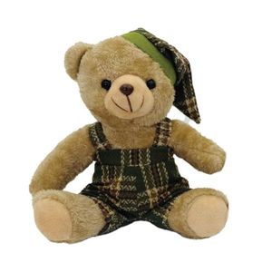 Urso Natalino Xadrez Verde Oliva 20cm