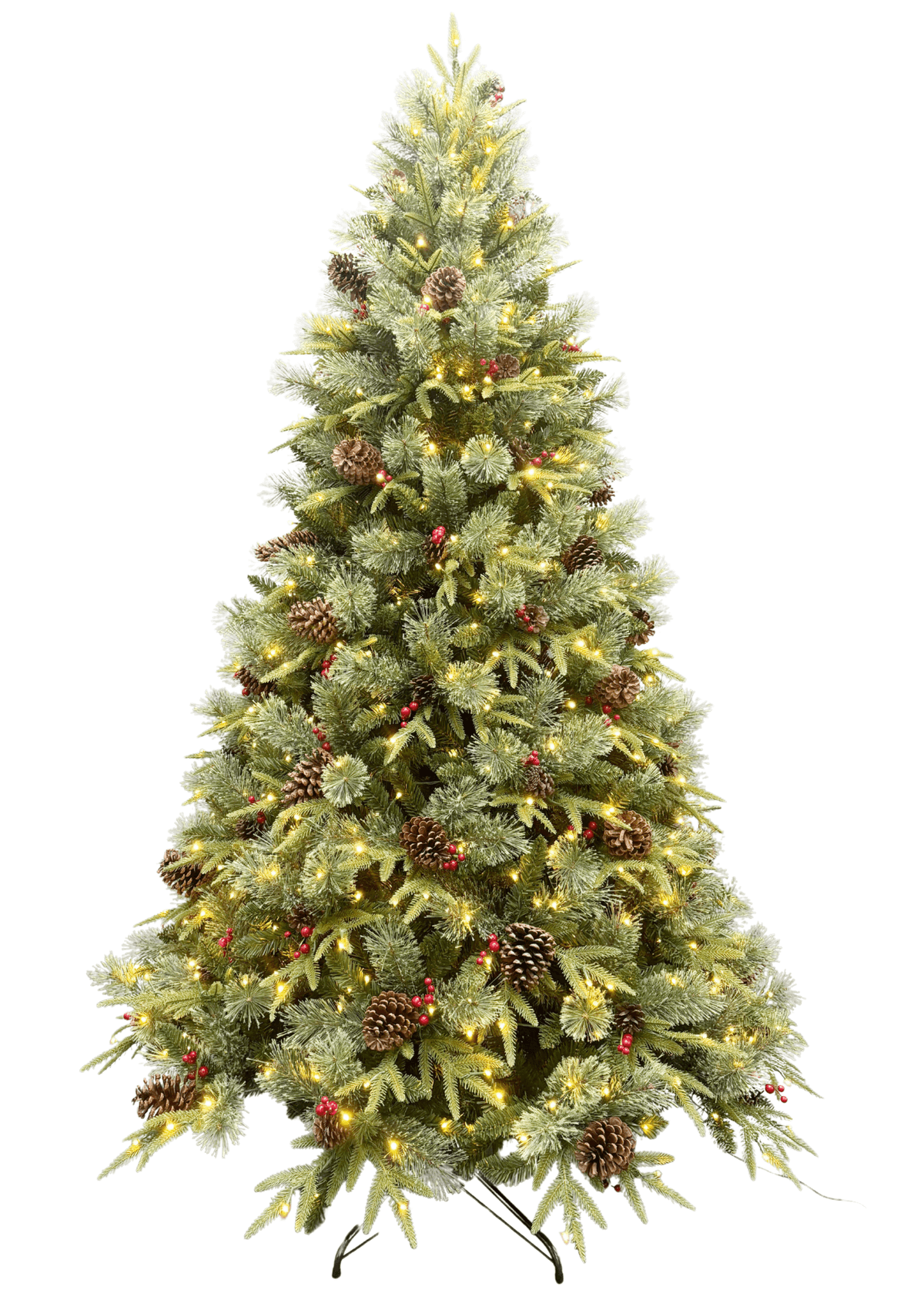 Arvore Needle com Pinhas e Frutas Vermelhas com Luz Led Quente (Bivolt)